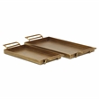 Pemberly Row 2 Piece Gold Cast Iron Tray Set with Dotted Pattern