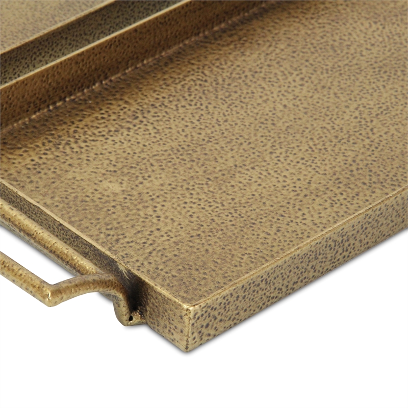 Pemberly Row 2 Piece Gold Cast Iron Tray Set with Dotted Pattern