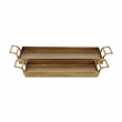Pemberly Row 2 Piece Gold Cast Iron Tray Set with Dotted Pattern