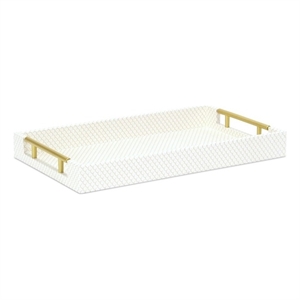 Pemberly Row Fish Scale Pattern Tray with Gold Handles in Champagne