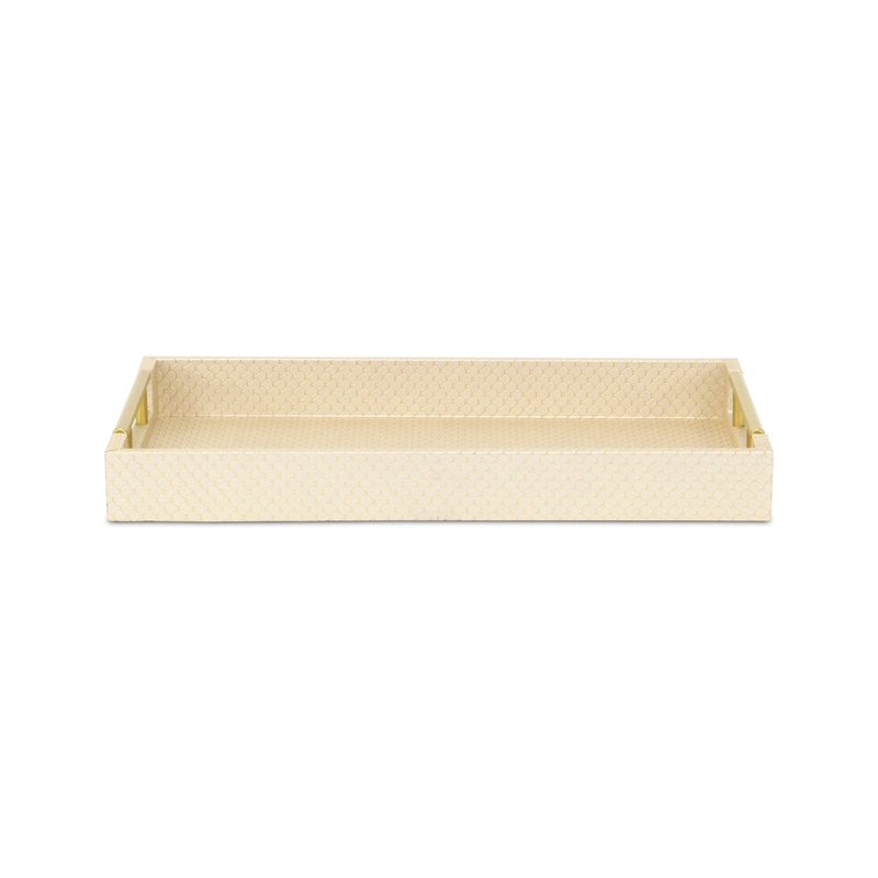 Pemberly Row Fish Scale Pattern Tray with Gold Handles in Gold