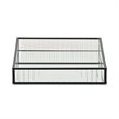Pemberly Row Black Rectangular Fluted Glass Tray with Metal Base