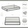 Pemberly Row Black Rectangular Fluted Glass Tray with Metal Base