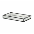 Pemberly Row Black Rectangular Fluted Glass Tray with Metal Base