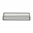 Pemberly Row Black Rectangular Fluted Glass Tray with Metal Base