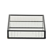 Pemberly Row Black Rectangular Fluted Glass Tray with Metal Base