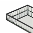 Pemberly Row Black Rectangular Fluted Glass Tray with Metal Base