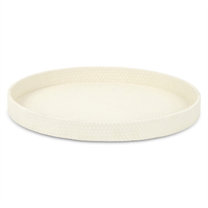 Pemberly Row 14.5&quot Weave Pattern Round Serving Tray in White Matte