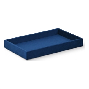 Pemberly Row Velvet Overlay Chipboard Rectangular Tray in Blue