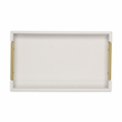 Pemberly Row Faux Snakeskin Vinyl Tray in White with Metal Handles