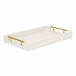 Pemberly Row Faux Snakeskin Vinyl Tray in White with Metal Handles