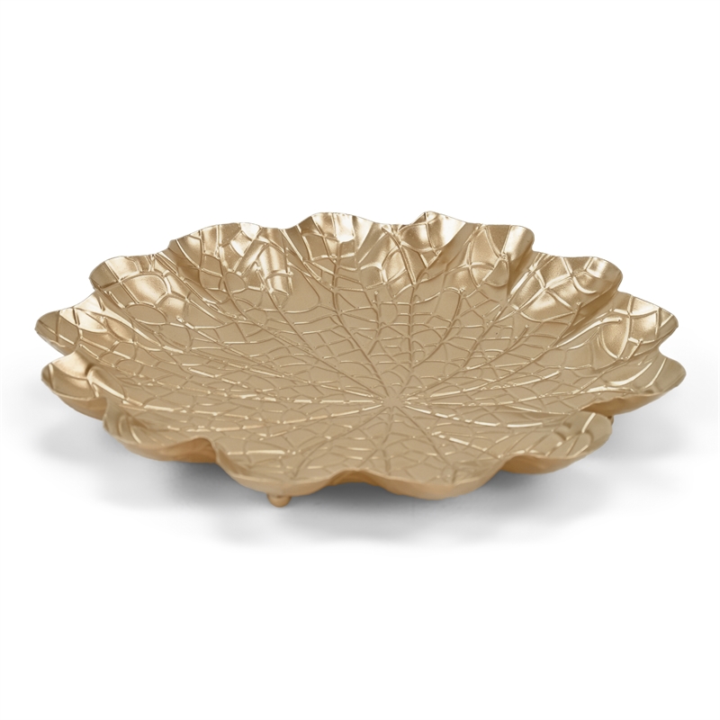 Pemberly Row Golden Metal Lilypad Catch Tray Extra Large Size