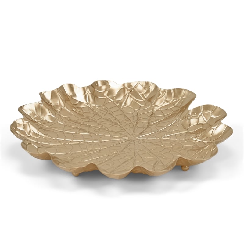Pemberly Row Golden Metal Lilypad Catch Tray Extra Large Size