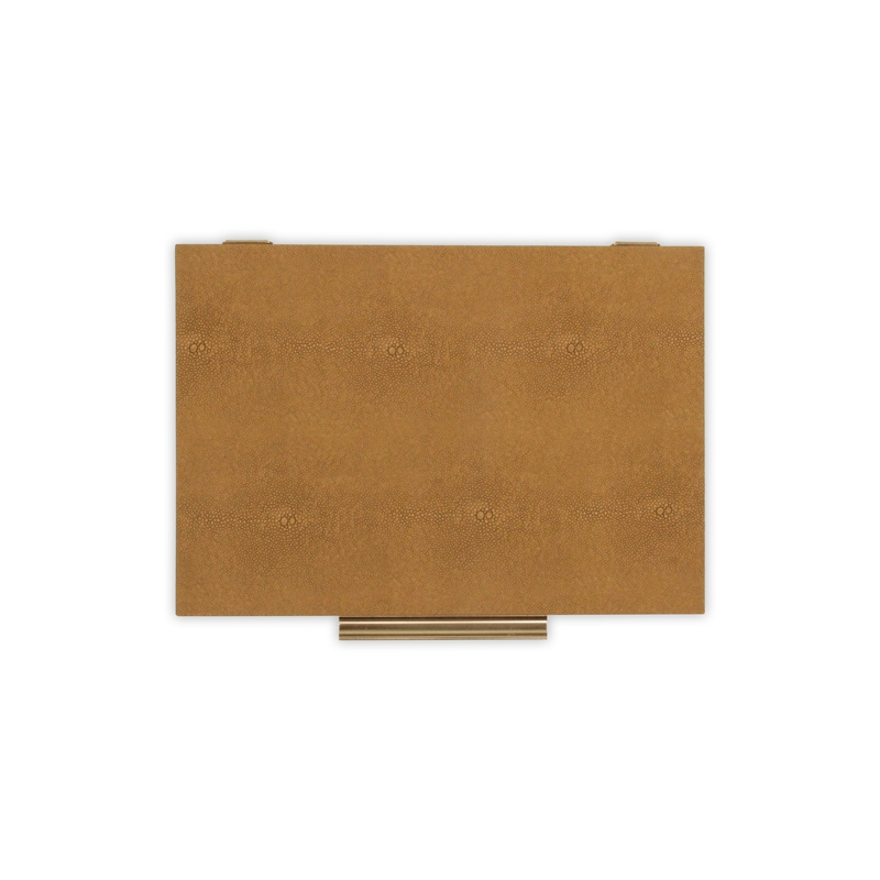 Pemberly Row Set of 2 Rectangular Box Set in Camel Brown Faux Shagreen