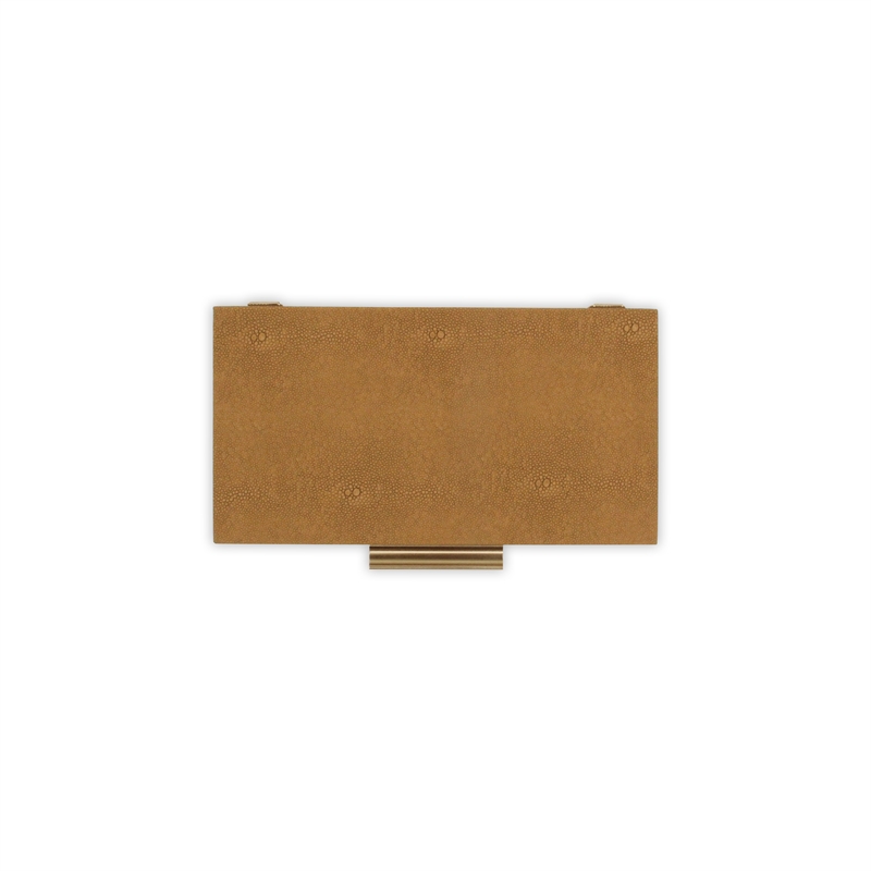 Pemberly Row Set of 2 Rectangular Box Set in Camel Brown Faux Shagreen