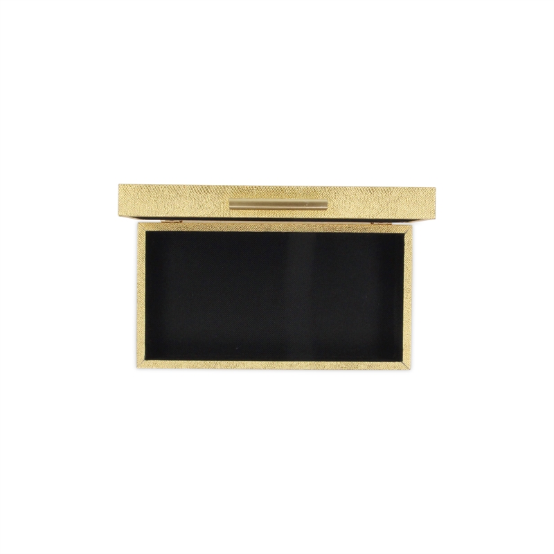 Pemberly Row Set of 2 Rectangular Box Set in Gold Faux Snakeskin