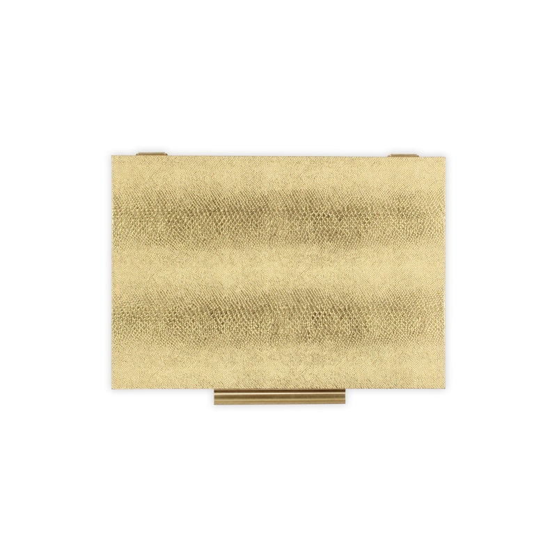 Pemberly Row Set of 2 Rectangular Box Set in Gold Faux Snakeskin