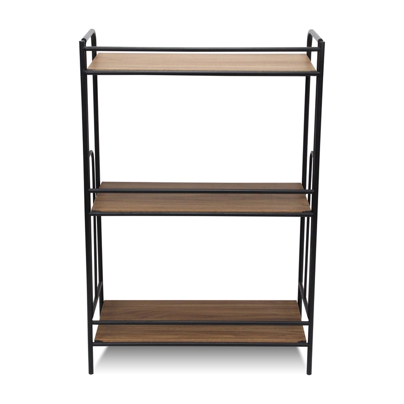 Pemberly Row Contemporary 3 Tier Brown and Black Storage Shelf