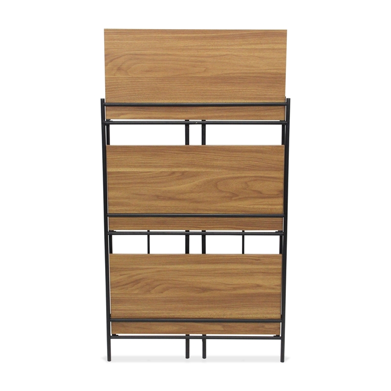 Pemberly Row Contemporary 3 Tier Brown and Black Storage Shelf