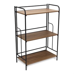 Pemberly Row Contemporary 3 Tier Brown and Black Storage Shelf