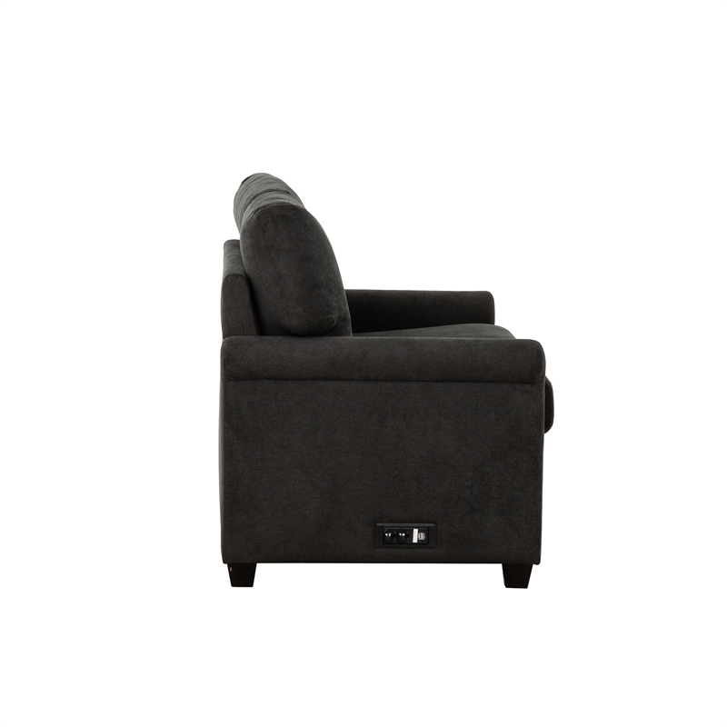 Pemberly Row 54-inch Dark Gray Twin Sleeper Sofa with USB Ports