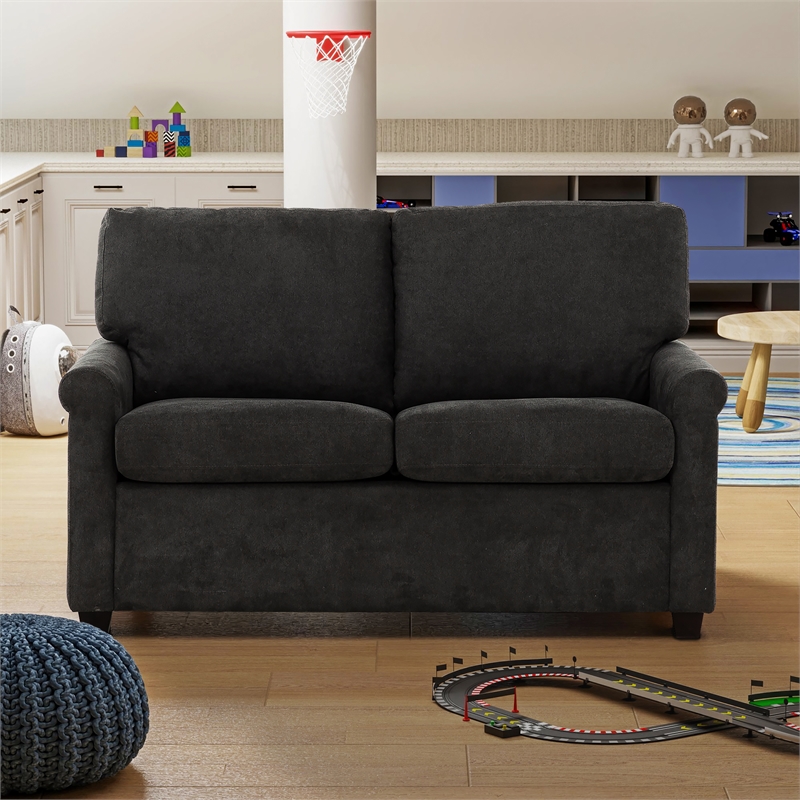 Pemberly Row 54-inch Dark Gray Twin Sleeper Sofa with USB Ports