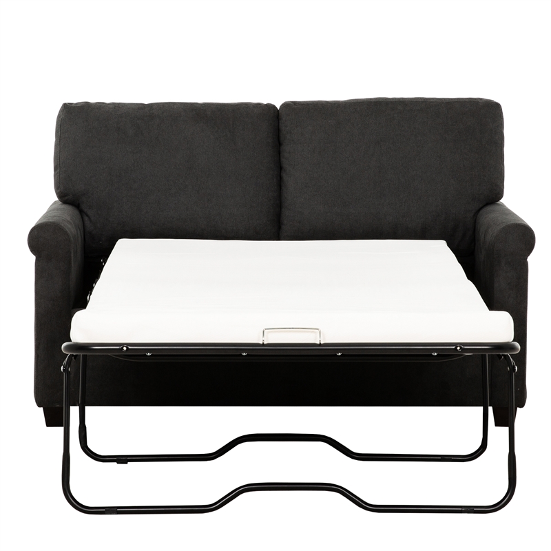 Pemberly Row 54-inch Dark Gray Twin Sleeper Sofa with USB Ports