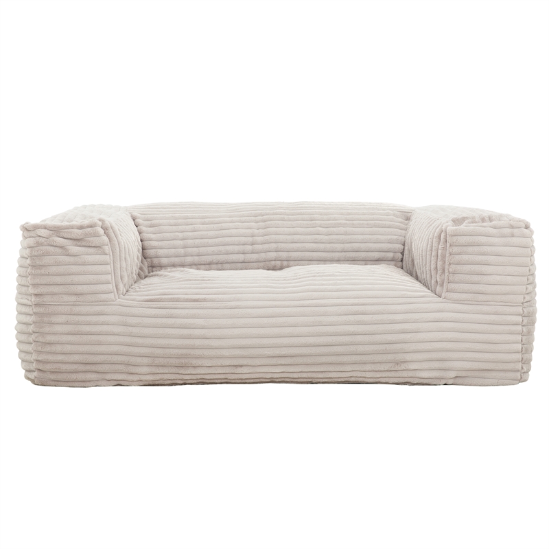 Pemberly Row 2-in-1 Beige Shredded Foam Bean Bag Chair with Pillow