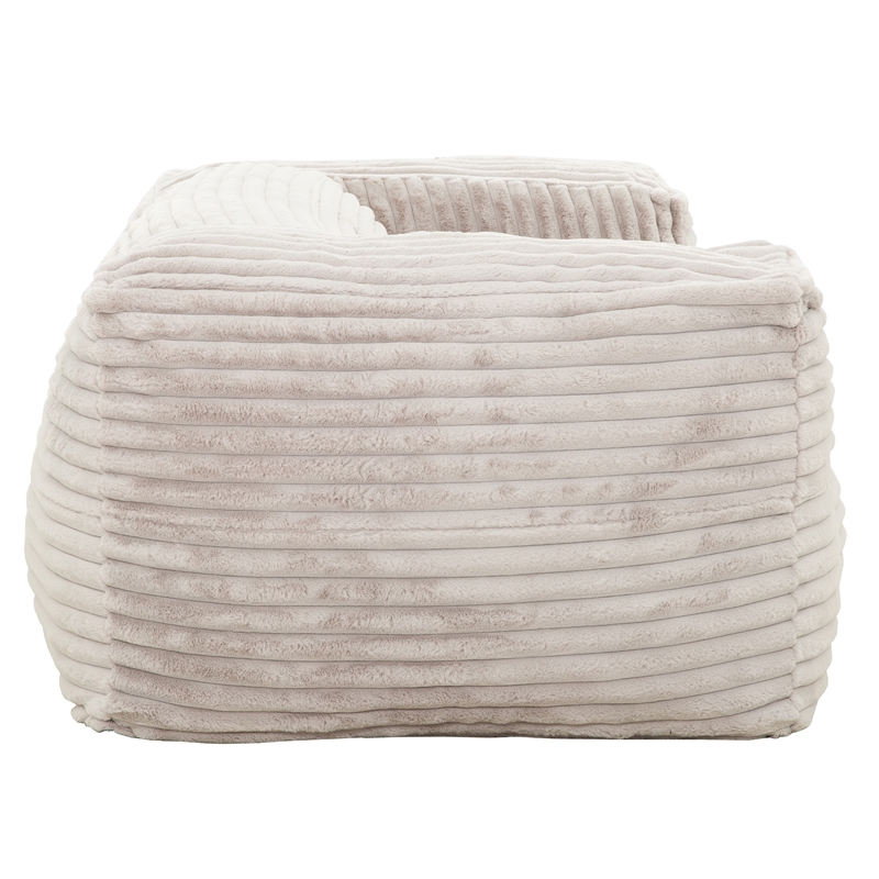 Pemberly Row 2-in-1 Beige Shredded Foam Bean Bag Chair with Pillow