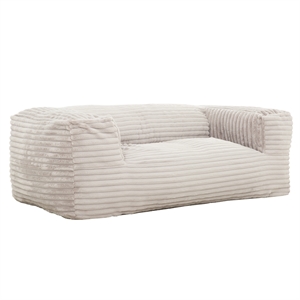 Pemberly Row 2-in-1 Beige Shredded Foam Bean Bag Chair with Pillow
