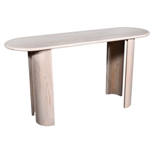 Pemberly Row Contemporary 61-inch White Wood Console Table in Natural