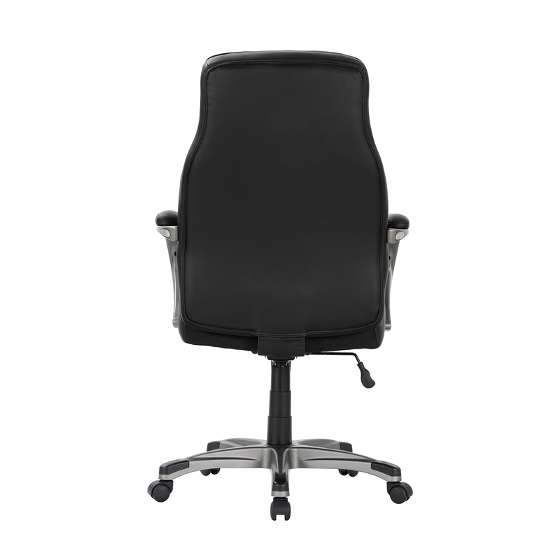 Pemberly Row Black Faux Leather Office Chair with Memory Foam
