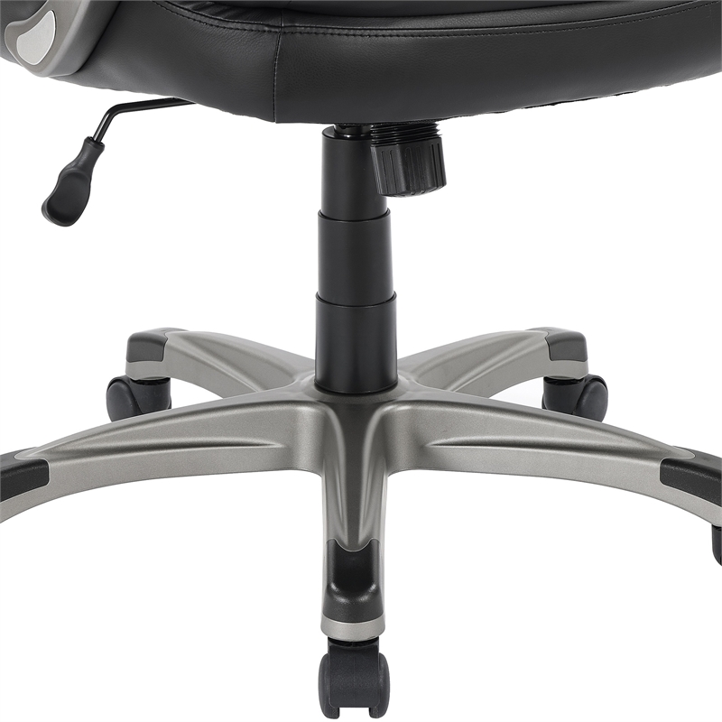 Pemberly Row Black Faux Leather Office Chair with Memory Foam