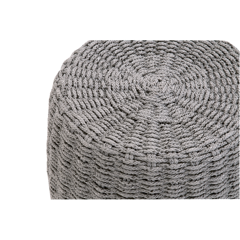 Pemberly Row Contemporary Barrel-Shaped Fabric Rope Accent Table in Gray
