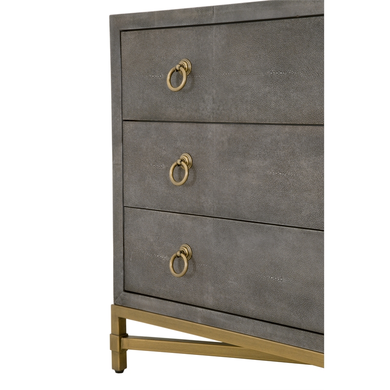 Pemberly Row 3-Drawer Faux Shagreen Resin Nightstand in Gray