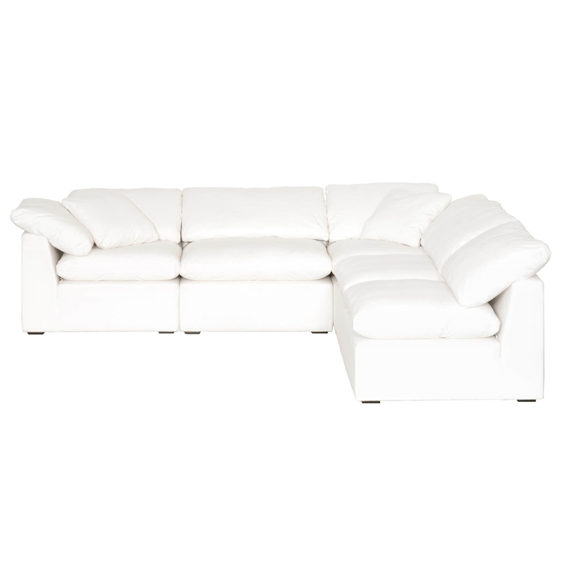 Pemberly Row Fabric Modular Armless Chair With Down Cushions in White