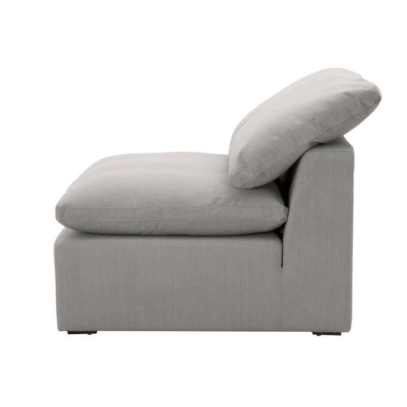 Pemberly Row Fabric Modular Armless Chair With Down Cushions in Gray