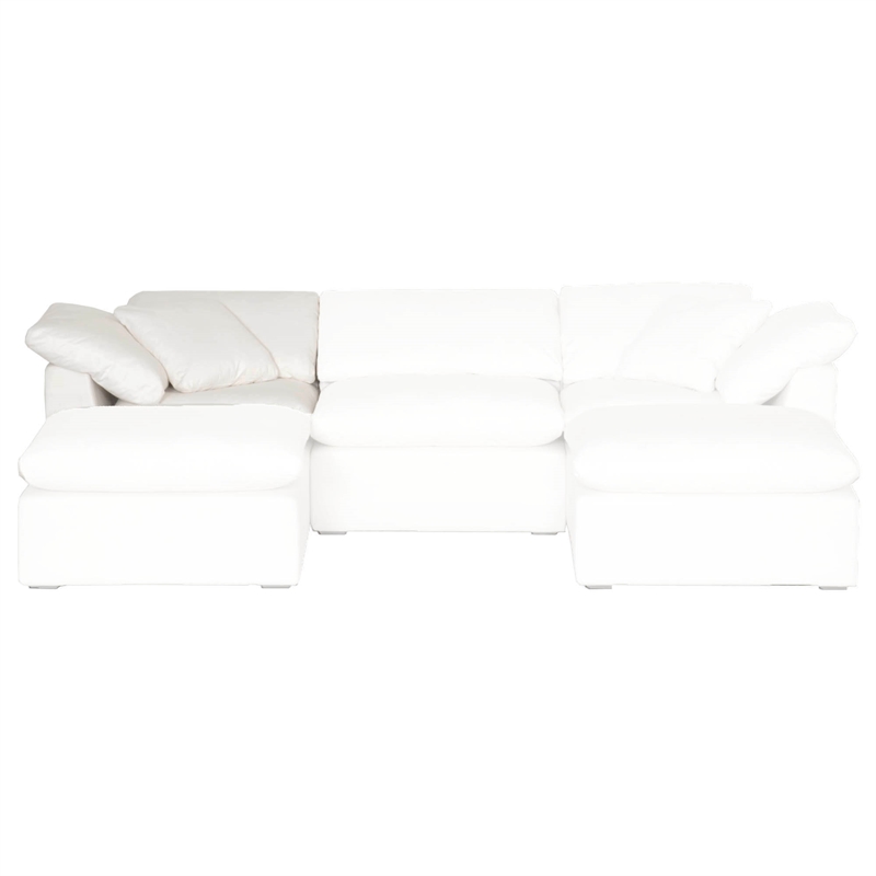 Pemberly Row Fabric Modular Corner Chair With Down Pillow in White