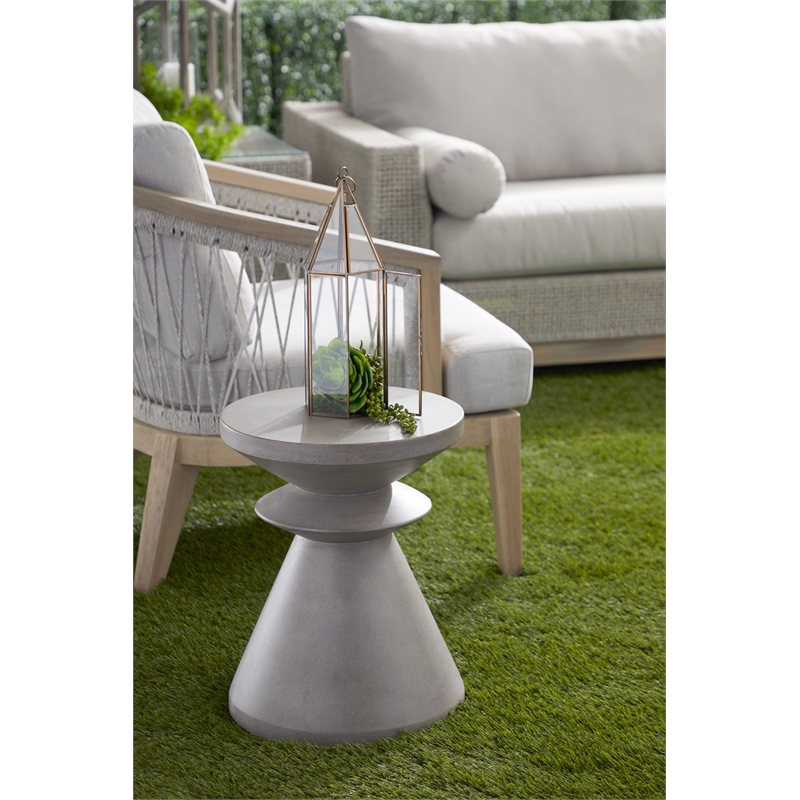 Pemberly Row Pawn-Shaped Concrete Accent Table in Slate Gray