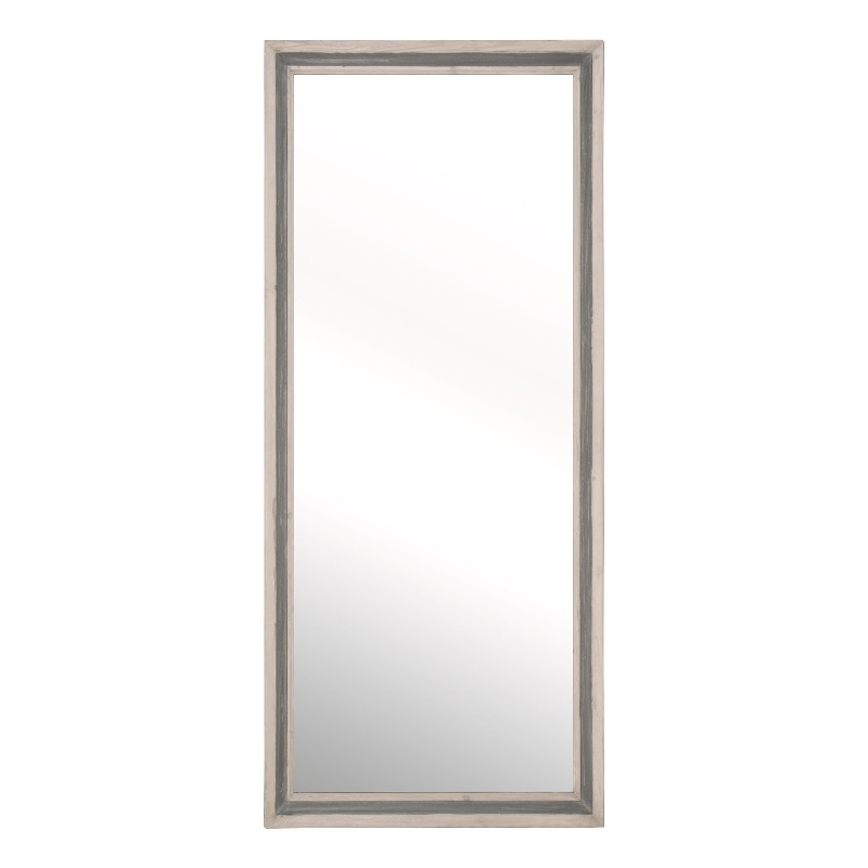 Pemberly Row Reclaimed Elm and Pine 2-Tone Wood Mirror in Cream/Gray