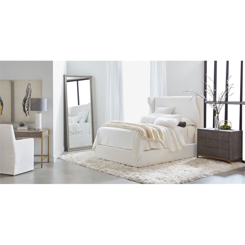 Pemberly Row Reclaimed Elm and Pine 2-Tone Wood Mirror in Cream/Gray