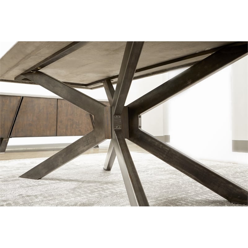 Pemberly Row Concrete and Iron Dining Table Seats 8 in Black