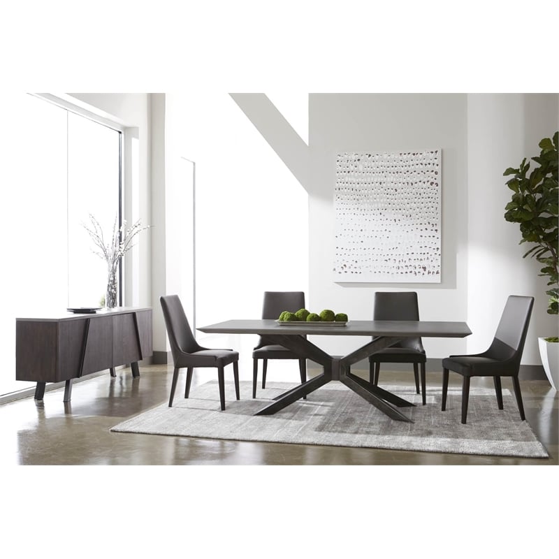 Pemberly Row Concrete and Iron Dining Table Seats 8 in Black
