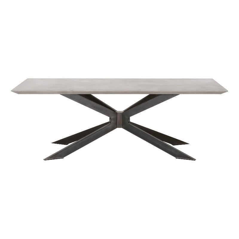 Pemberly Row Concrete and Iron Dining Table Seats 8 in Black