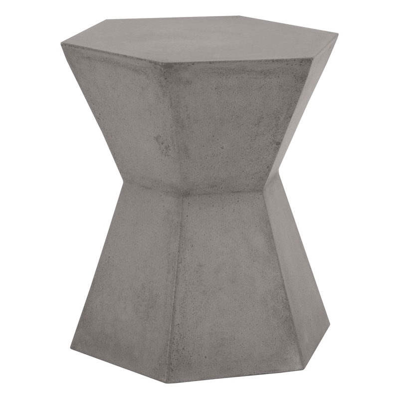 Pemberly Row Hexagon Hourglass Concrete Accent Table in Slate Gray