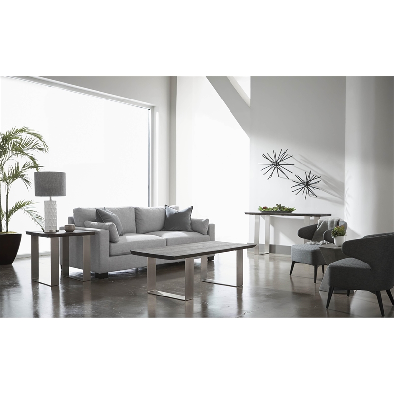 Pemberly Row Hexagon Hourglass Concrete Accent Table in Slate Gray