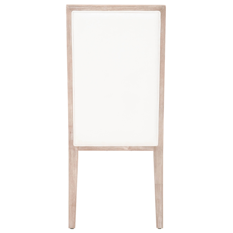 Pemberly Row Upholstered Fabric Dining Chair With Wood Back in White (Set of 2)