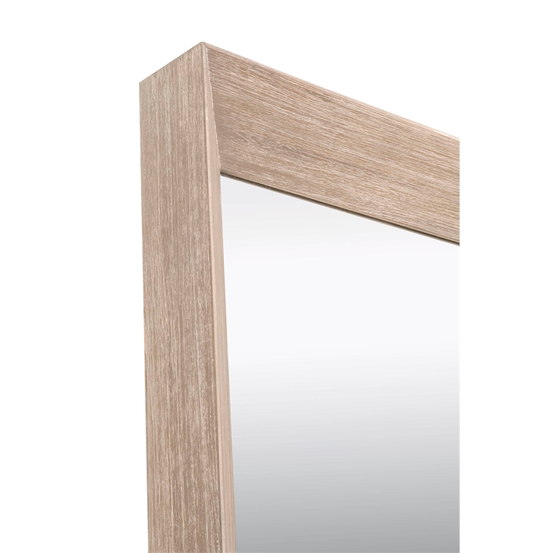 Pemberly Row Full-Length Acacia Wood Floor Mirror in Natural Gray