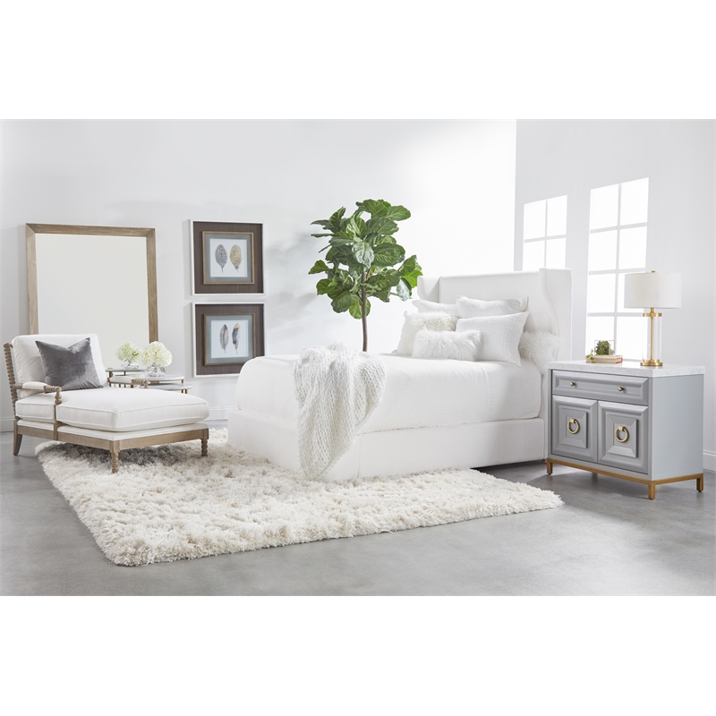 Pemberly Row Full-Length Acacia Wood Floor Mirror in Natural Gray