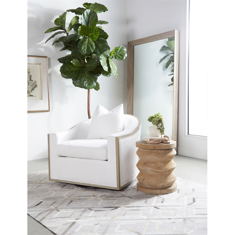 Pemberly Row Full-Length Acacia Wood Floor Mirror in Natural Gray